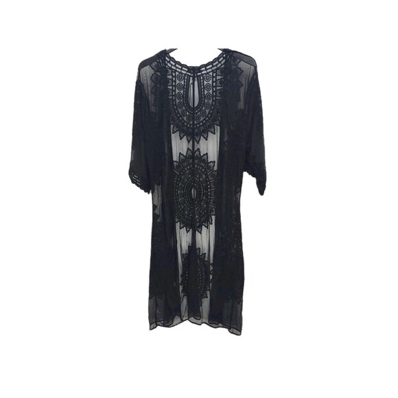 Rachel Zoe Kimono Cover Up Duster Black Lace One Size Fits Most Bohemian Boho - Picture 3 of 14